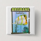 Brisbane Australia Tropical Travel Poster Button (Vorderseite)