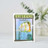 Brisbane Australia Tropical Travel Poster Postkarte (Stehend Vorderseite)