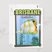 Brisbane Australia Tropical Travel Poster Postkarte (Vorne/Hinten)