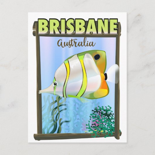 Brisbane Australia Tropical Travel Poster Postkarte (Vorderseite)