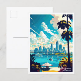 Brisbane Australia Vintage Reise Illustration Postkarte