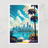 Brisbane Australia Vintage Reise Illustration Postkarte (Vorderseite)