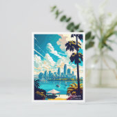 Brisbane Australia Vintage Reise Illustration Postkarte (Stehend Vorderseite)