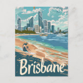 Brisbane Australia Vintage Travel Illustration Postkarte (Vorderseite)