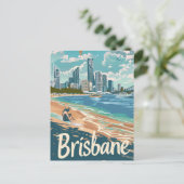 Brisbane Australia Vintage Travel Illustration Postkarte (Stehend Vorderseite)