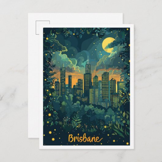 Brisbane Australia Vintage Travel Illustration Postkarte (Vorne/Hinten)