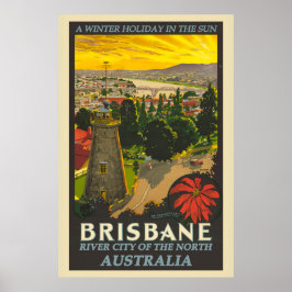 Brisbane Australia Vintage Travel Poster