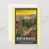 Brisbane Australia Vintage Travel Poster Postkarte (Vorne/Hinten)