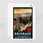 Brisbane Australia Vintage Travel Poster wiederher Postkarte (Vorne/Hinten)