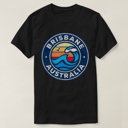 Brisbane Australia Vintage Waves Design T-Shirt (Design vorne)