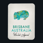 Brisbane Australia Wombat Magnet<br><div class="desc">Eine farbenfrohe Brisbane Australia Design,  das 100% Wombat genehmigt ist. Blau grün und türkis mit roten,  gelben und orangefarbenen Akzenten.</div>