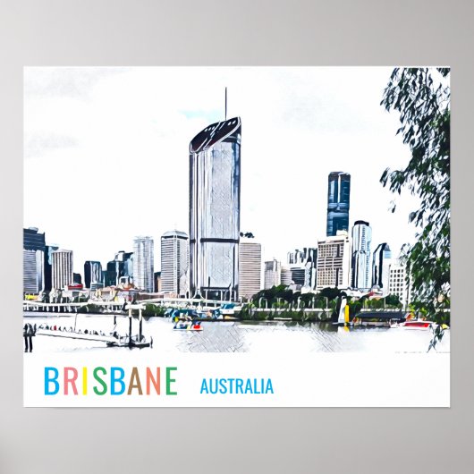 Brisbane Australien City Skyline Reiseprint Poster (Vorne)