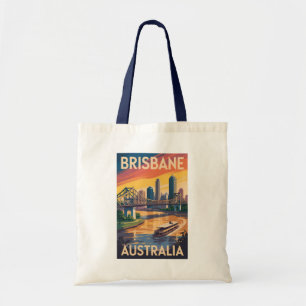 Brisbane Australien Illustration Reise Kunst Vinta Tragetasche