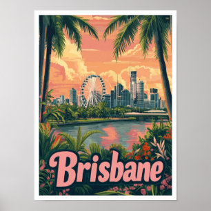 Brisbane Australien Kunst Vintage Reiseillustratio Poster