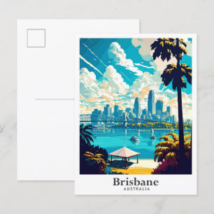 Brisbane Australien Reise Kunst Vintage-Illustrati Postkarte