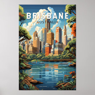 Brisbane Australien Reise Kunst Vintage Poster