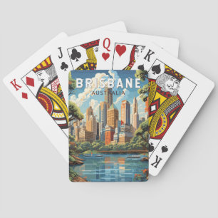 Brisbane Australien Reise Kunst Vintage Spielkarten