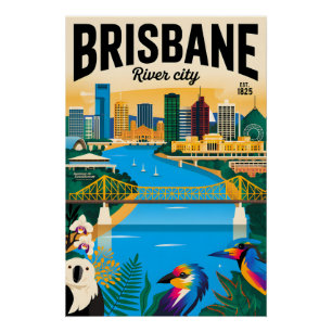 Brisbane Australien Retro-Reiseposter-Kunst Poster