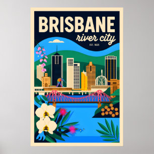 Brisbane Australien Retro-Reiseposter-Kunst Poster