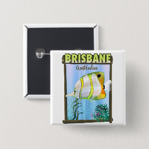 Brisbane Australien Tropisches Reiseplakat Button