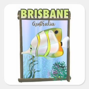 Brisbane Australien Tropisches Reiseplakat Quadratischer Aufkleber