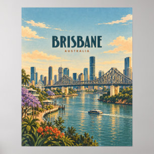 Brisbane Australien Vintage Reise Kunst Poster