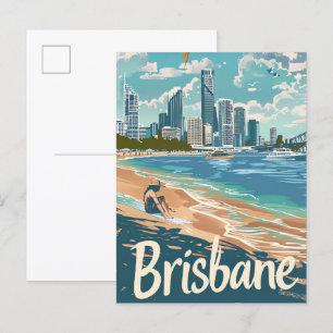 Brisbane Australien Vintage-Reiseillustration Postkarte