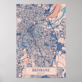Brisbane Australien Windige Stadt Karte Reise Poster