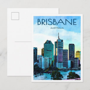Brisbane City Australien Vintage Reise  Postkarte