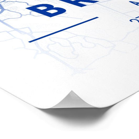 Brisbane City Map Blue Tint Poster (Ecke)