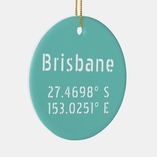 Brisbane Latitude Länge Keramik Ornament (Rechts)