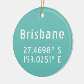 Brisbane Latitude Länge Keramik Ornament (Links)