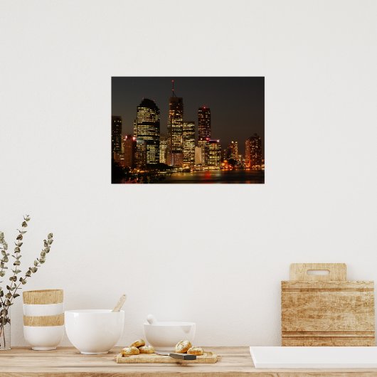 Brisbane Night Skyline. Poster (Küche)