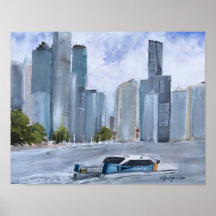 BRISBANE, QLD, AUSTRALIEN,    AQUARELL POSTER