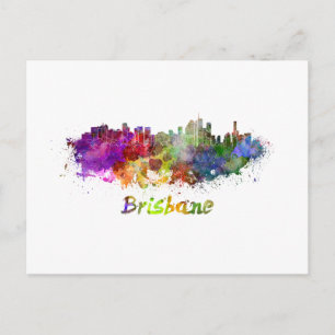 Brisbane skyline im Watercolor Postkarte