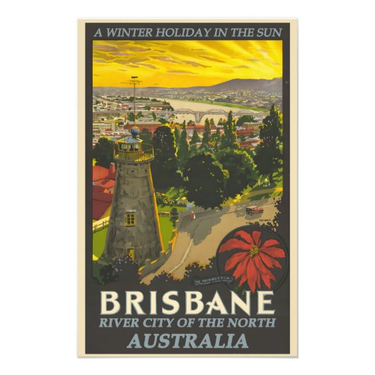 Brisbane Vintage-Plakat Fotodruck (Vorne)