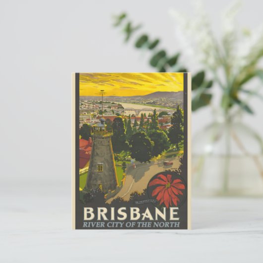 Brisbane Vintage Poster Feiertagspostkarte (Stehend Vorderseite)