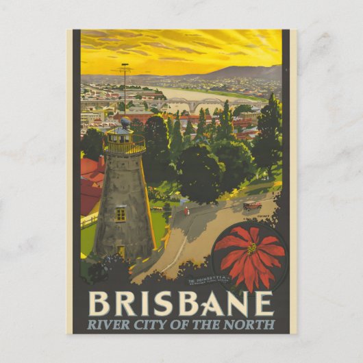 Brisbane Vintage Poster Feiertagspostkarte (Vorderseite)