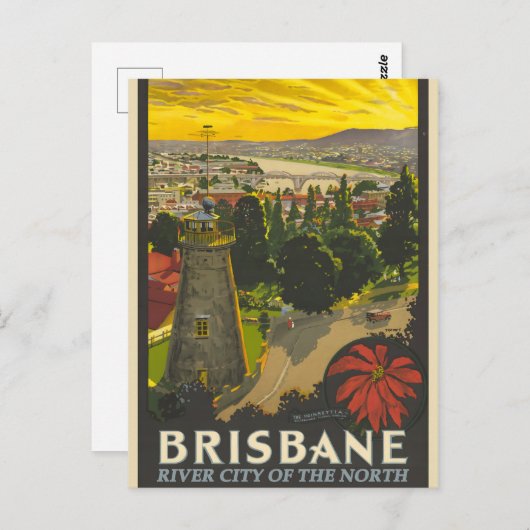 Brisbane Vintage Poster Postkarte (Vorne/Hinten)