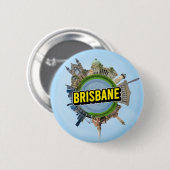 Brisbane winzig kleine Planet Wahrzeichen Architek Button (Vorne & Hinten)