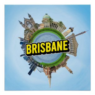Brisbane winzig kleine Planet Wahrzeichen Architek Poster