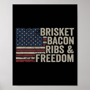 Brisket bycon ribs and Freedom - Grill Grillen Fun Poster
