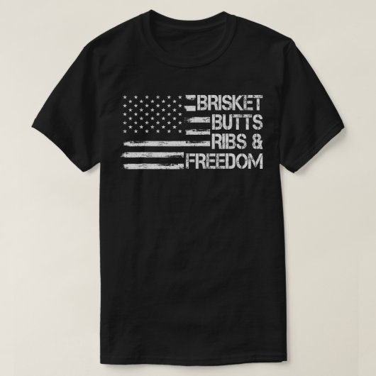 Brisket Hintern Ribs and Freedom Barbecue Smoker M T-Shirt (Design vorne)