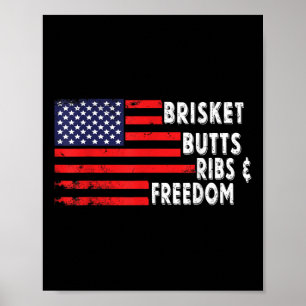Brisket Hinterns Ribs and Freedom Grillen American Poster
