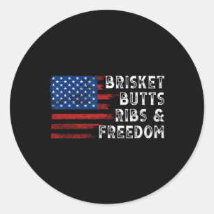 Brisket Hinterns Ribs and Freedom Steak Cooking Be Runder Aufkleber