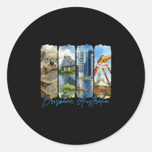 Brisne Australien Reisende Pinselstrich Souvenir V Runder Aufkleber