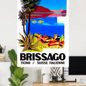 Brissago, Tessin, Schweiz. Dorf und See Poster (Heimbüro)