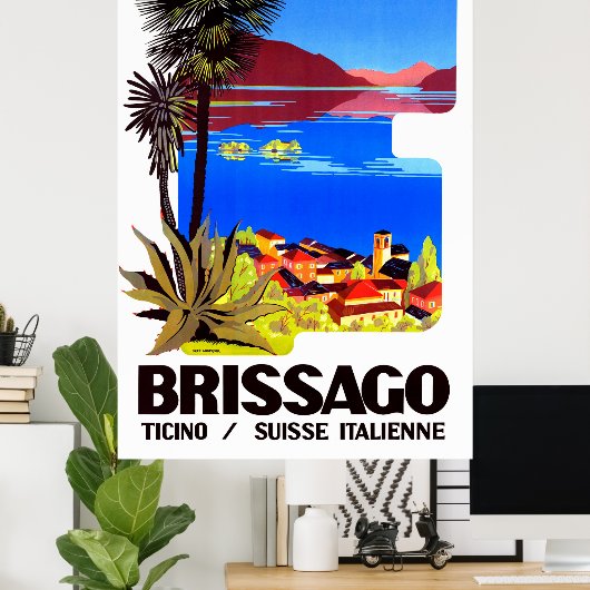 Brissago, Tessin, Schweiz. Dorf und See Poster (Heimbüro)