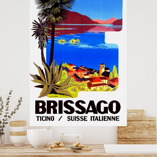 Brissago, Tessin, Schweiz. Dorf und See Poster (Küche)