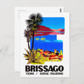 Brissago, Tessin, Schweiz. Dorf und See Postkarte (Vorne/Hinten)